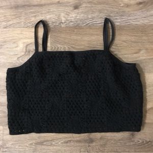 NEW WILD FABLE size XXL Cropped Crocheted Sweater Tank Top BLACK K22
